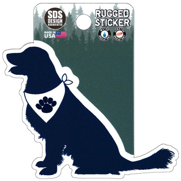 sitting dog silhouette with bandana sticker image